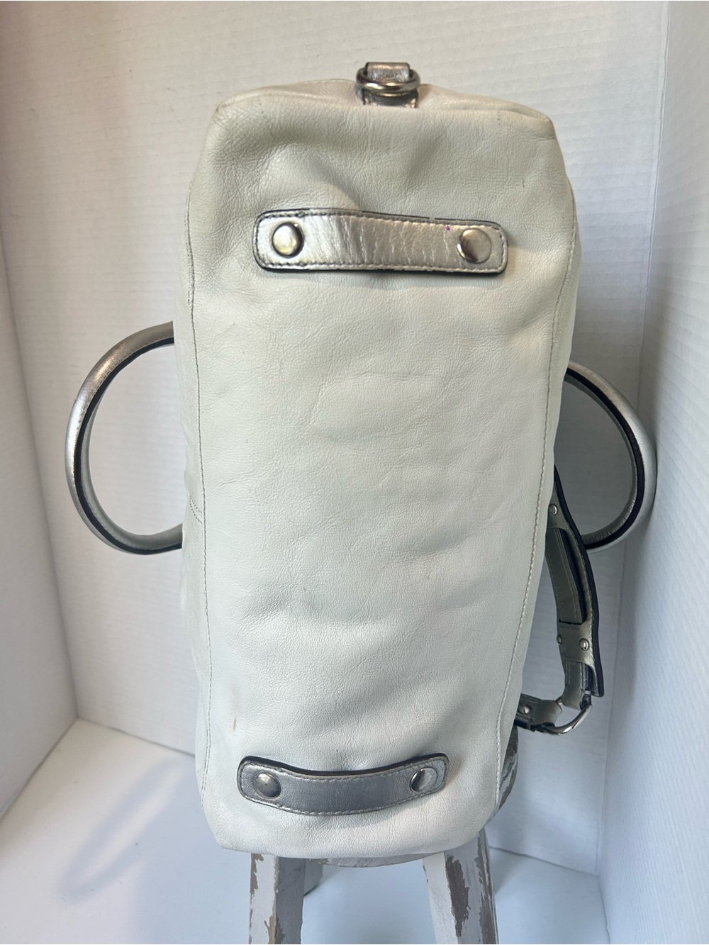 COACH Convertible Shoulder Satchel Hobo Bag Silver And Ivory F15445 Y2K Luxe Bag - Picture 8 of 16